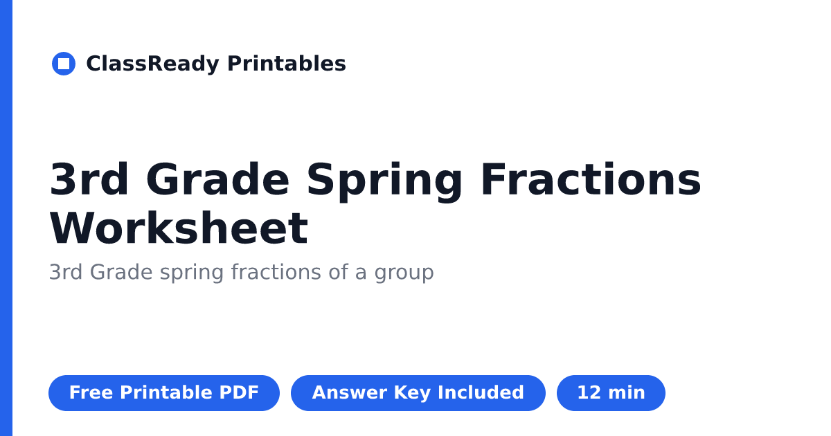 Spring Fractions Worksheet 3rd Grade | Free PDF